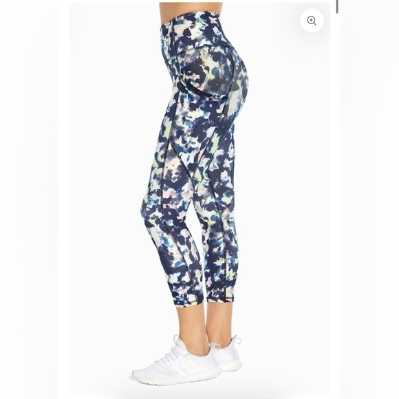 Marika Ignite Side Pocket Mid Calf Capri legging in Black Iris Watercolor Camo - Picture 8 of 10